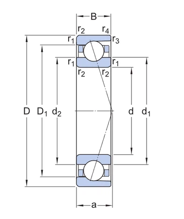 7020 ACD/HCP4A Angular Contact Ball Bearing drawing 7020 ACD/HCP4A Angular Contact Ball Bearing drawing